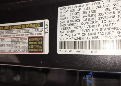 2017 Honda Cr-V Ex-L/Ex-L Navi z USA, uszkodzony, nr VIN 2HKRW2H87HH631998